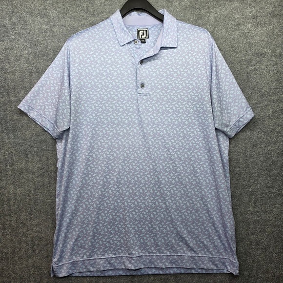 FootJoy Other - FootJoy Mens Athletic Fit‎ Tropical Flamingo Shark Golf Polo Shirt Purple Large